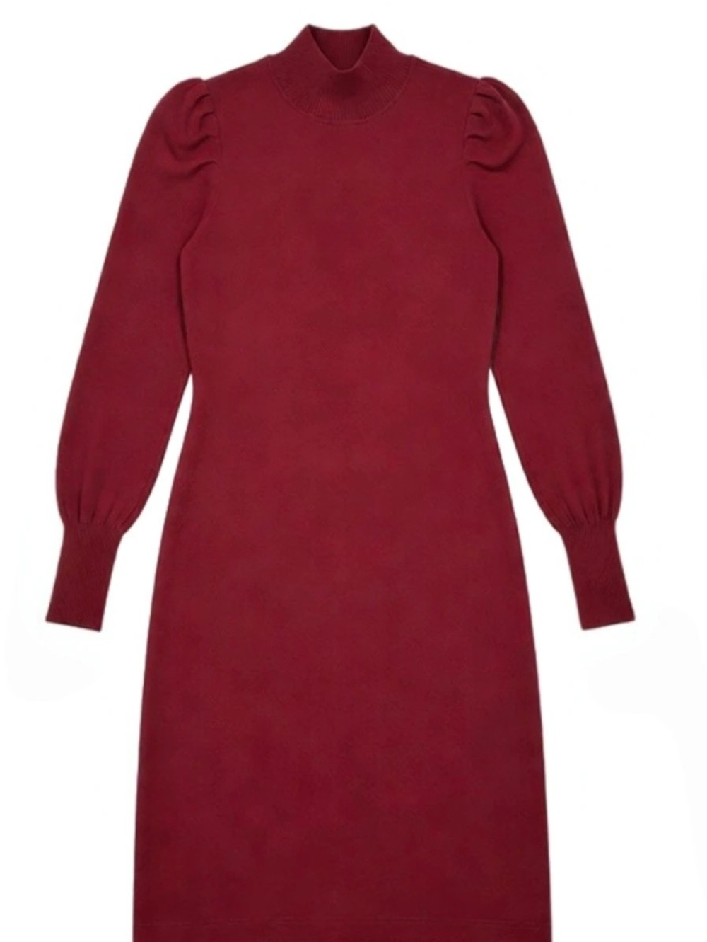 Taylor Red Knit Puff Sleeve Mini Dress XS